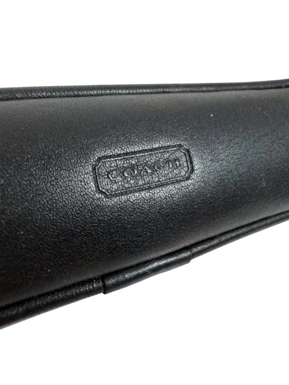 Vintage Coach Black Leather Zip Utility Pouch Clutch